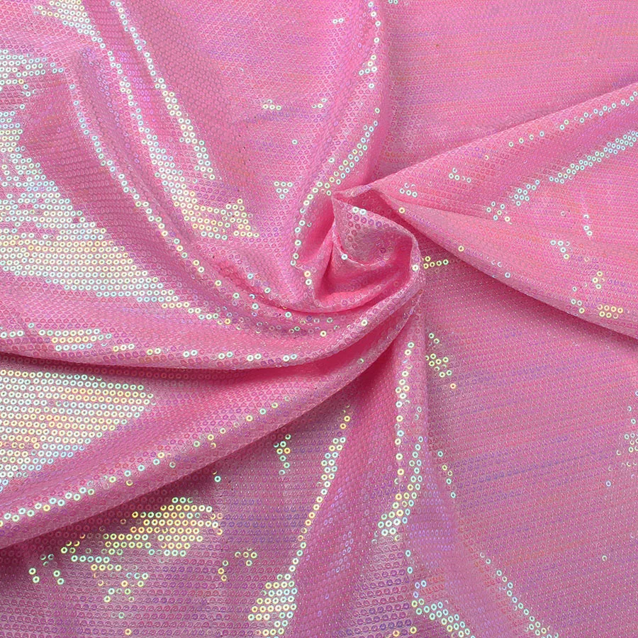 3MM glitz laser sequin fabric Iridescent pink Sequins Embroidered Fabric For Clothes Bags Cushion Decor By Yard