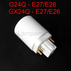 Abs led G24にE27アダプタソケットハロゲンgx24qにcfl光ランプベースコンバータe27 g24電球ホルダーアダプタ4pin 85-265v