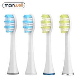 Mornwell-cabezales de repuesto para cepillo de dientes eléctrico D903, 4 piezas, color blanco, estándar, con tapas, para Mornwell D01/D02