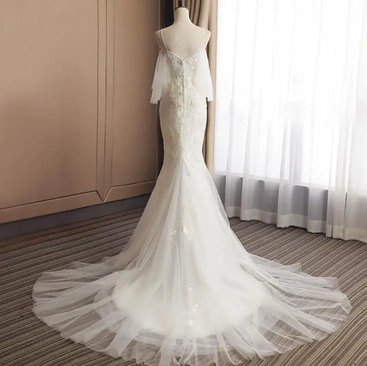 VENSANAC Beading Sweetheart Ren Hoa Appliques Mermaid Wedding Dresses Spaghetti Dây Đeo Tòa Train Backless Bridal Gowns