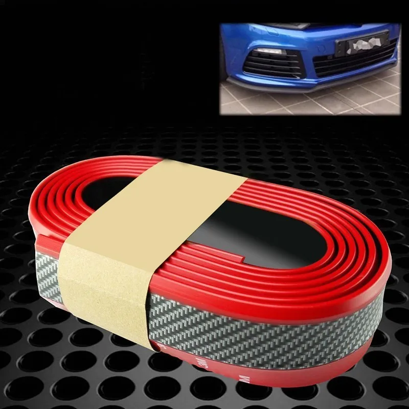 2.5 / M Universal Red Carbon Fiber Car Front Lip Reduces Scratch Edge Bumper Tape