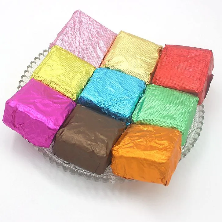 (200pcs/lot)Chocolate Package Tin Foil Paper Thickening 8 Colours Candy Sugar Tea Wrappers Square Decoration Baking Paper16*16cm