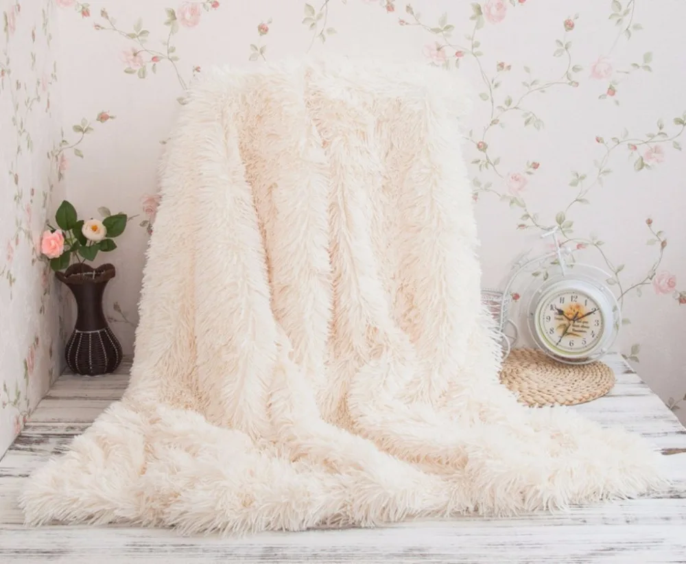 Winter Soft Long Snuggly Warm Fur Faux Fur Warm Elegant Cozy Dirty Pink Throw Blanket 51''X63'' 63''X79'' Twin Bedroom20