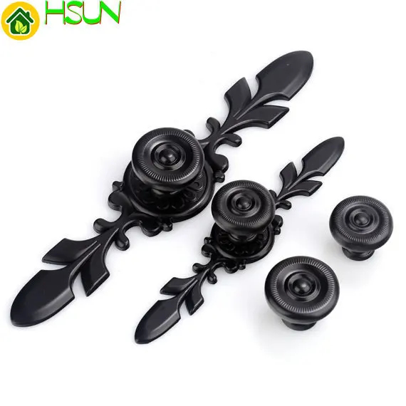 Black Drawer Knobs Pulls Handles Cabinet Handle With Back Plate Flower Cupboard Knobs Kitchen Door Handles Dresser Decor