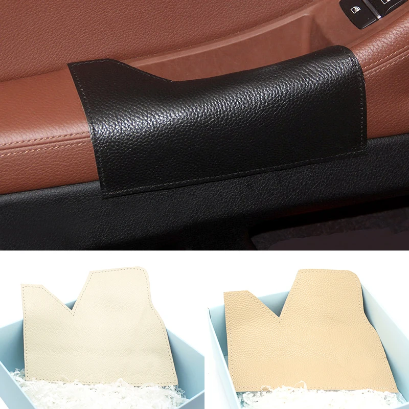 Car Styling Interior Left Driving Side Cow Leather Door Armrest Handle Bowl Pull Protection Cover for BMW 5 Series F10 2011-2017