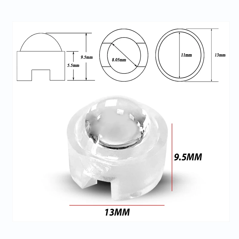 13mm LED Lens 20 30 45 60 100 120 Degree Integrated Holder, 1W 3W 5W Synthetical mini LED Power Lenses Reflector Collimator