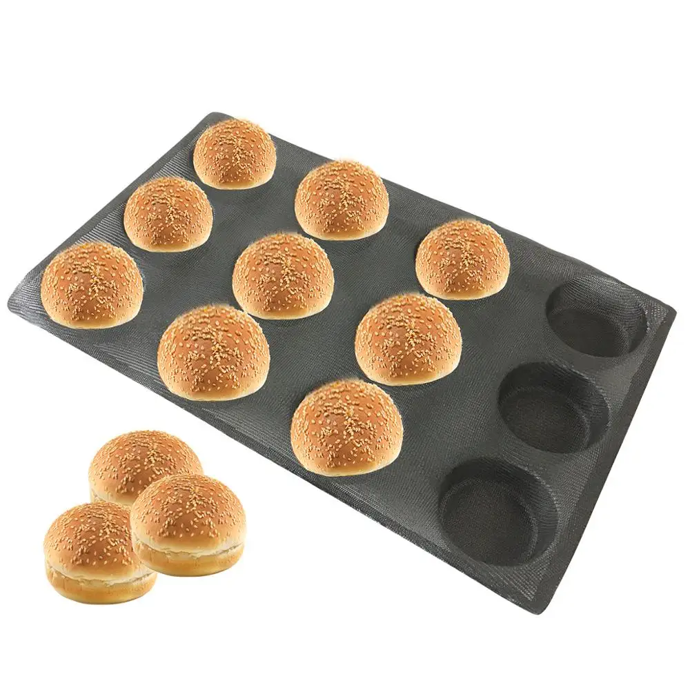 

Bluedrop silicone bun form round shape baking sheet burgers mold non stick food grade mould 4 inch 12 caves