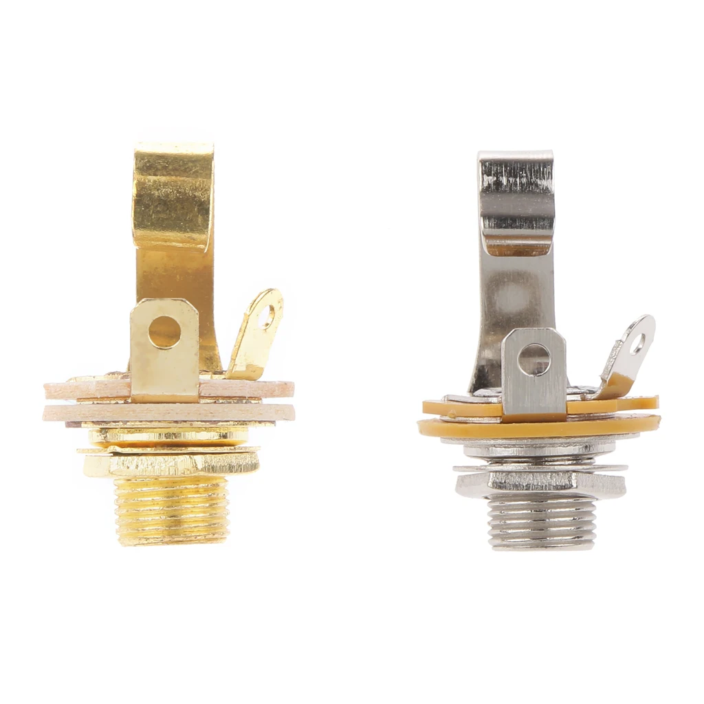 1/4' 6.35mm Zinc Alloy & Copper Single Track Guitar Output Jack Socket for Electric Guitar Bass Parts-Gold