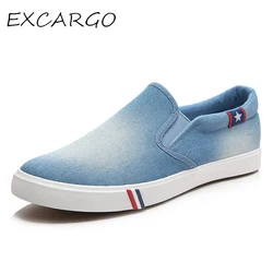 EXCARGO-Baskets en Toile pour Homme, Chaussures à Enfiler, Décontractées, peu Profondes, en Denim Bleu, à la Mode, Été 2019