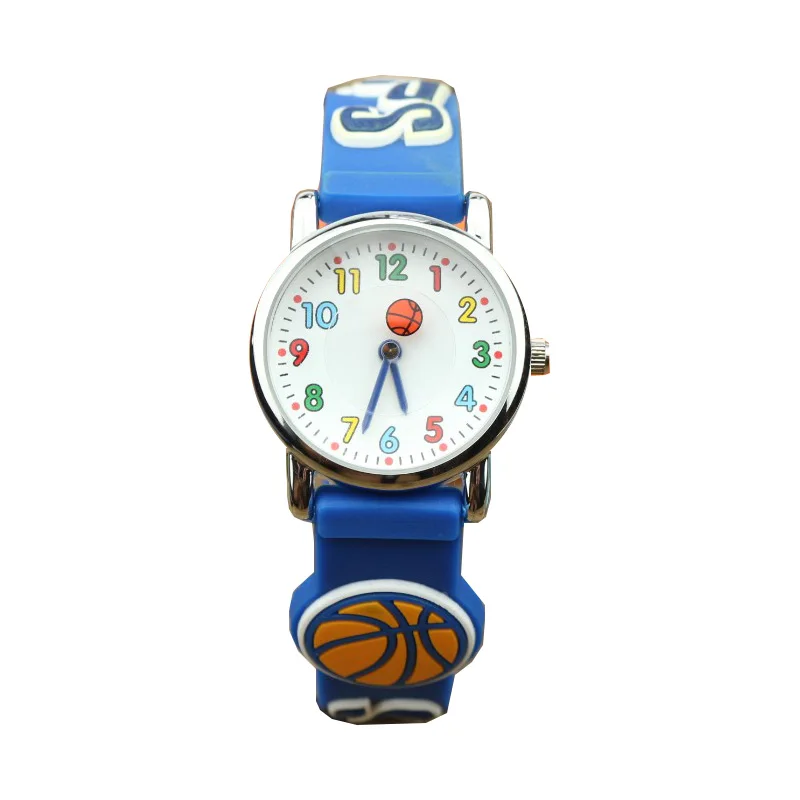 fashion children 3DRugby and Basketball dial silicone strap watch kids sport jelly watch promotion boys cartoon waterproof watch