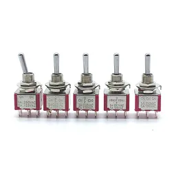 2pcs Mini Latching/Reset Toggle Switch T80-T ON ON/ON OFF ON 6 pins DPDT 2/3 Position  3A/250V 5A/125V 6mm