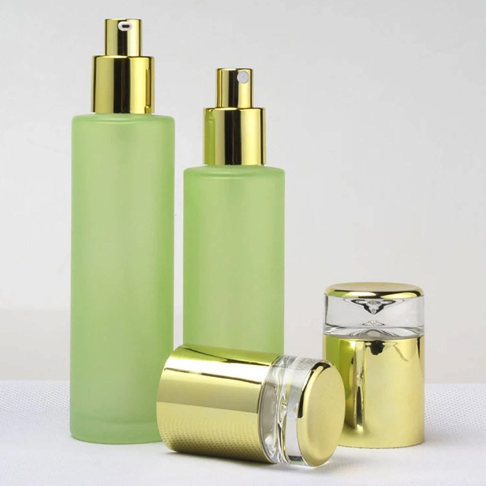 

Wholesale frosted green toner bottle 80ml glass cream bottle for BB cream or foundtion skin care