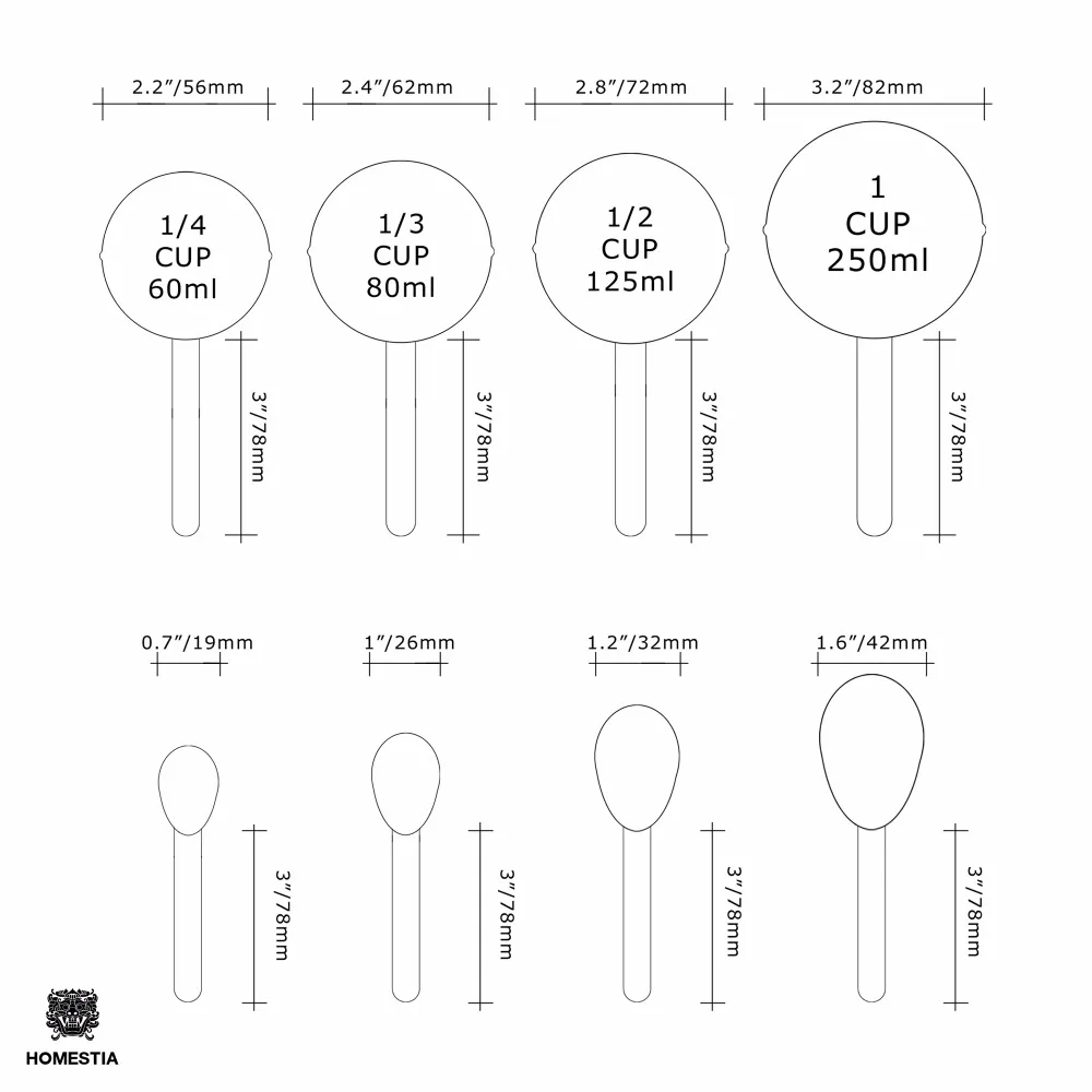 Gold Measuring Cups Measuring Spoons Set Stainless Steel 8 PIECE Dry and Liquid Ingredients Cooking Utensils