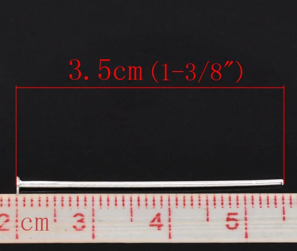 DoreenBeads-Alfileres de cabeza chapados en plata, 400x35mm, calibre 21, B01534, yiwu, 0,7 Uds.