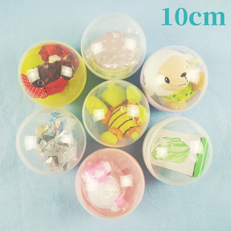 

100mm 1/pack transparent plastic Surprise ball capsules toy with inside different figure toy vending machine In Shilly Egg Balls