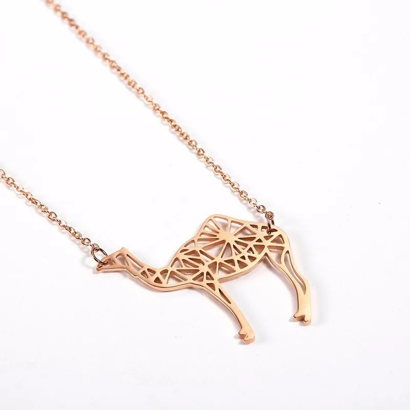 Fashion Stainless Steel Camel Animal Simple Silhouette Shaped Pendant Necklace Jewelry Desert Gift