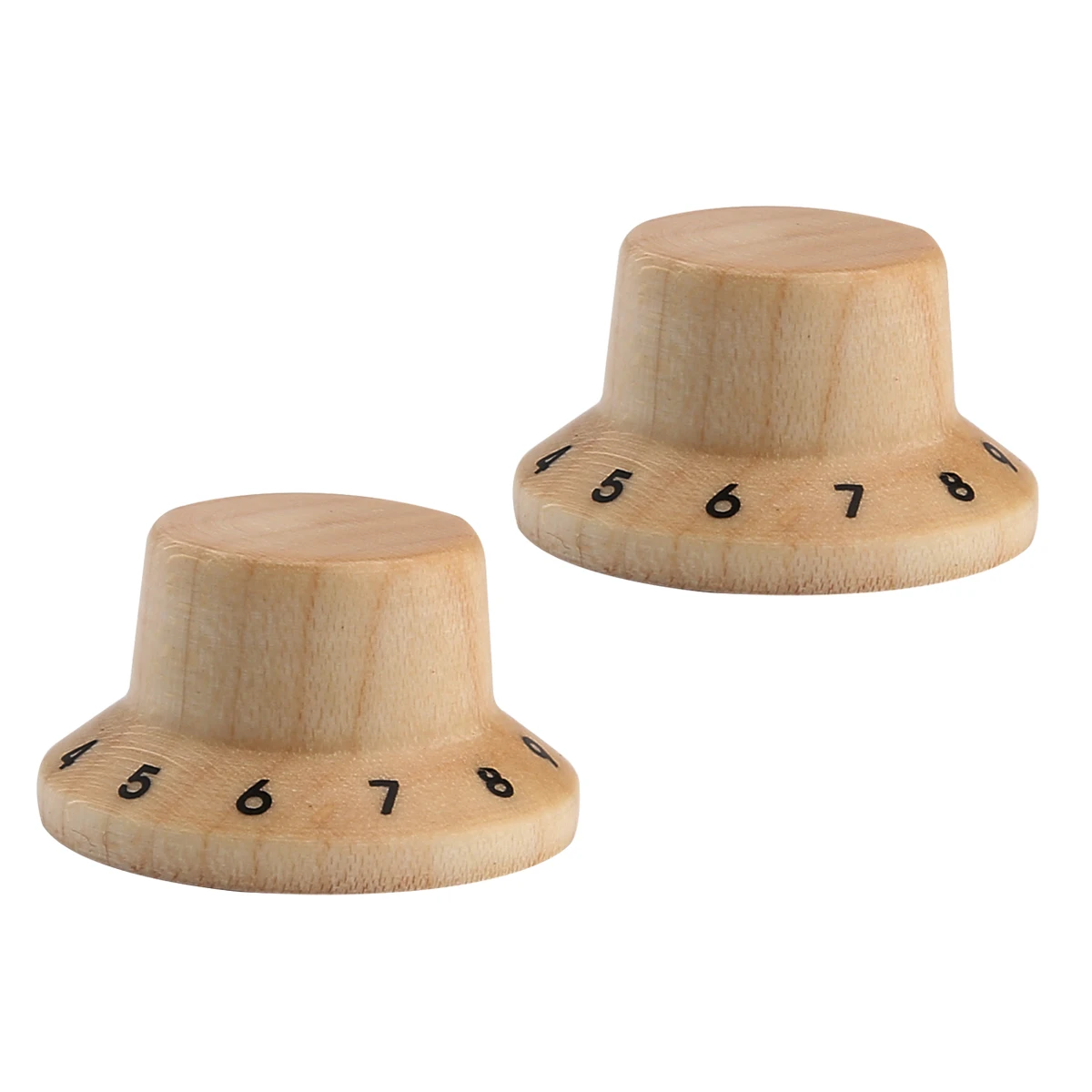 KAISH Wood Knobs LP/Strat Style Bell Knobs Guitar Bass Wood Top Hat Knob with Numbers 1-10 Maple/Rose/Zebra Wood