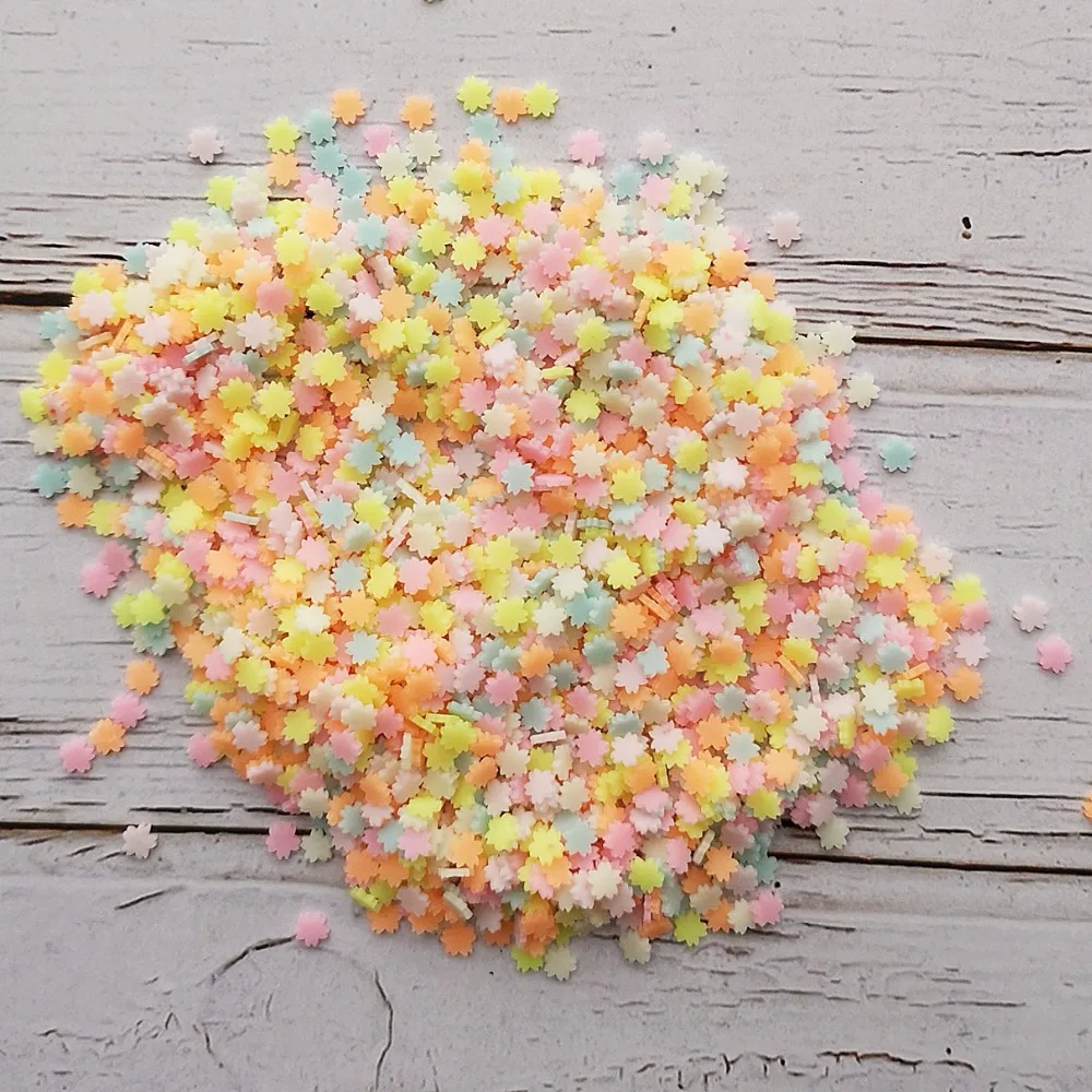 100 g/borsa Slime Filler Clay Sprinkles Filler Toys accessori Candy Fake Cake fette di Dessert decorazione a forma di cuore