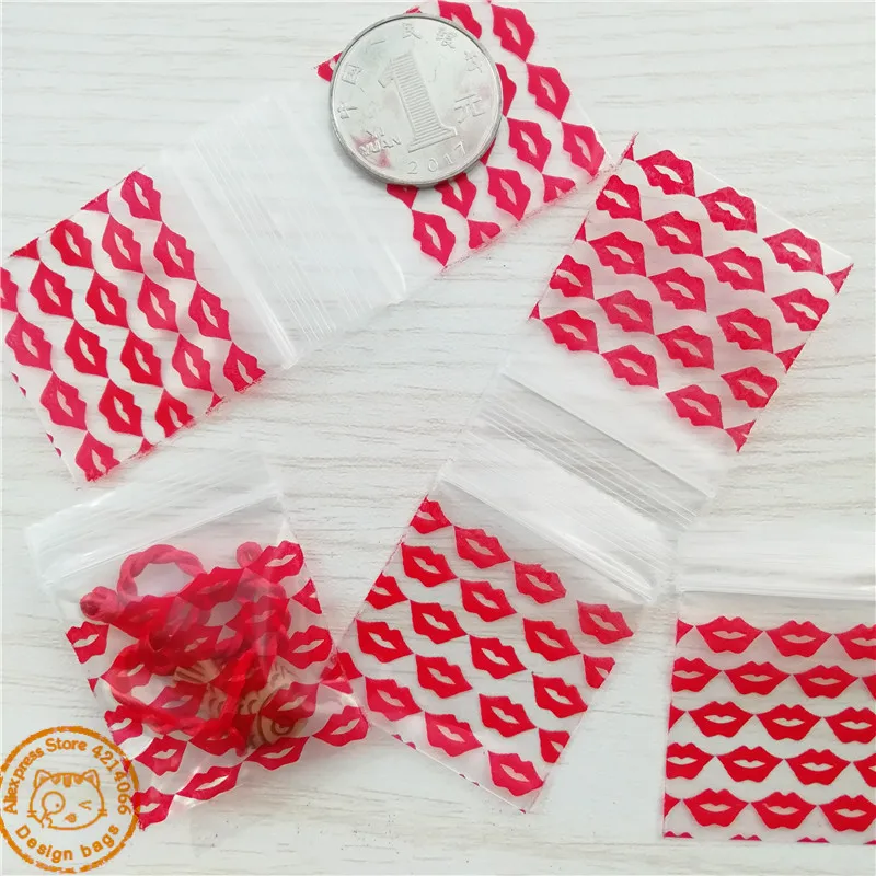 1515-A Mini Plastic Zip Lock Bags Lips 100 Baggies 3.5cm x 3.5cm L02 - view 4
