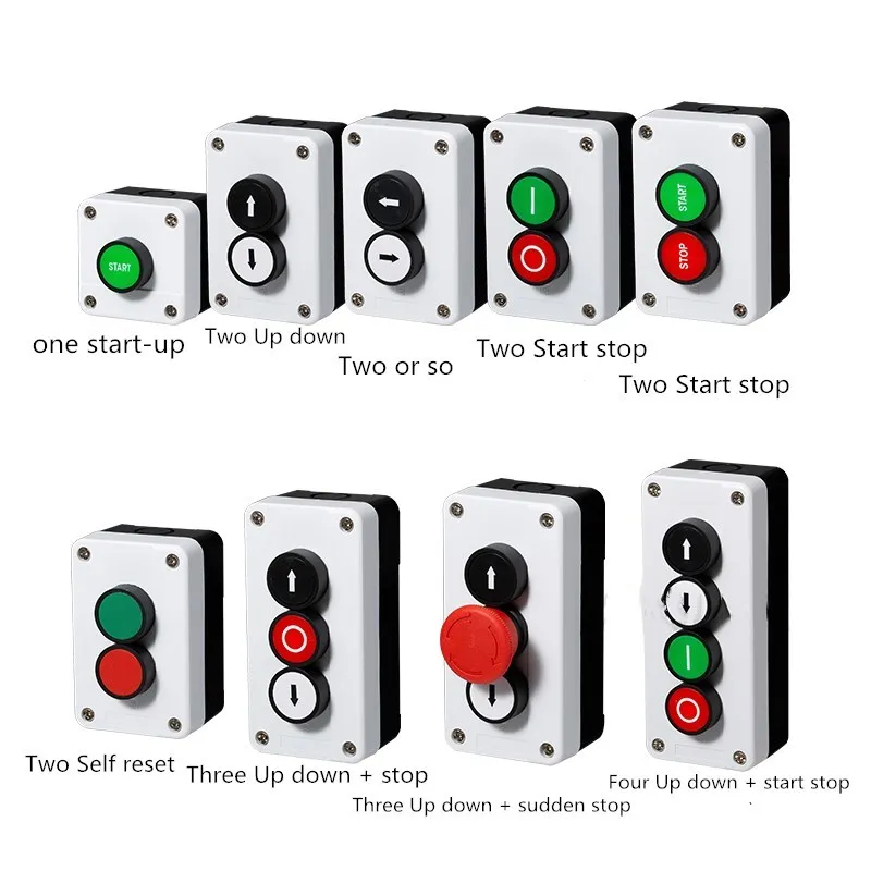 Start Stop Car Waterproof Sealing Switch Emergency Stop Button Control Box With Industrial Hand Arrow Symbol