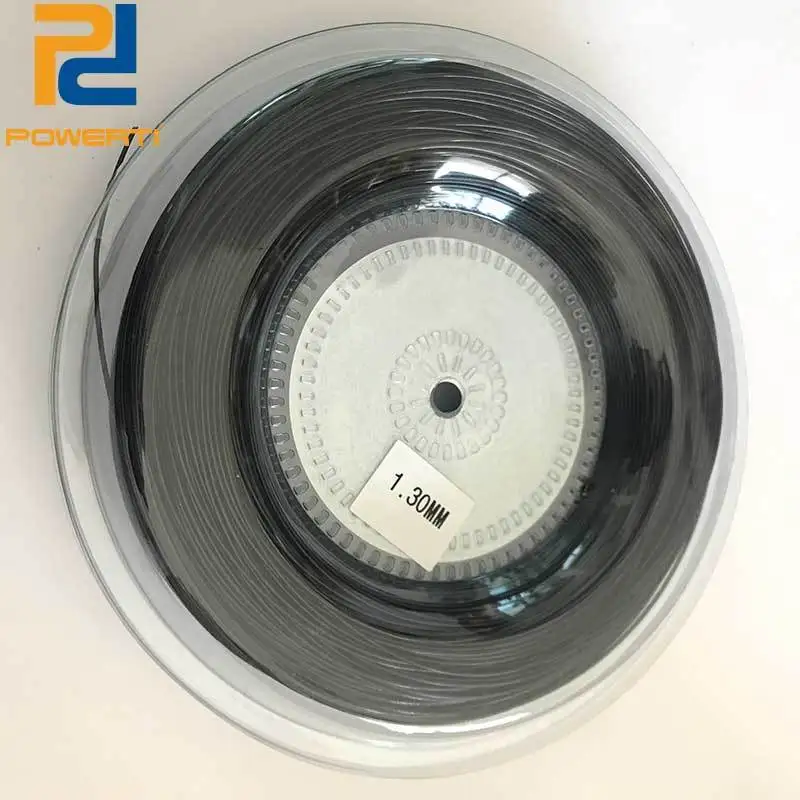 1 Reel Powerti 1.30mm/1.25mm Tennis String 4G Polyester Training Racket String 200m Reel Gym Sport Outdoor Black String