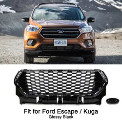 Glossy Black Front Bumper Grille for Ford Escape Kuga 2017 2018 2019 Honeycomb Mesh Grill