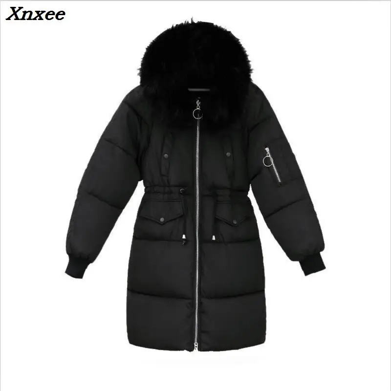 

Thick 2018 Hot Sale Long Jacket Warm Winter Coat Fur Collar Parka Casual Outwear Hooded Coat Wadded Jacket Vestido 3XL