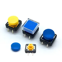 20pcs 12*12*7.3mm 4pin Tactile Tact Push Button Switch 12x12x7.3mm B3F-4055 Momentary Micro Switch Yellow button With Knob