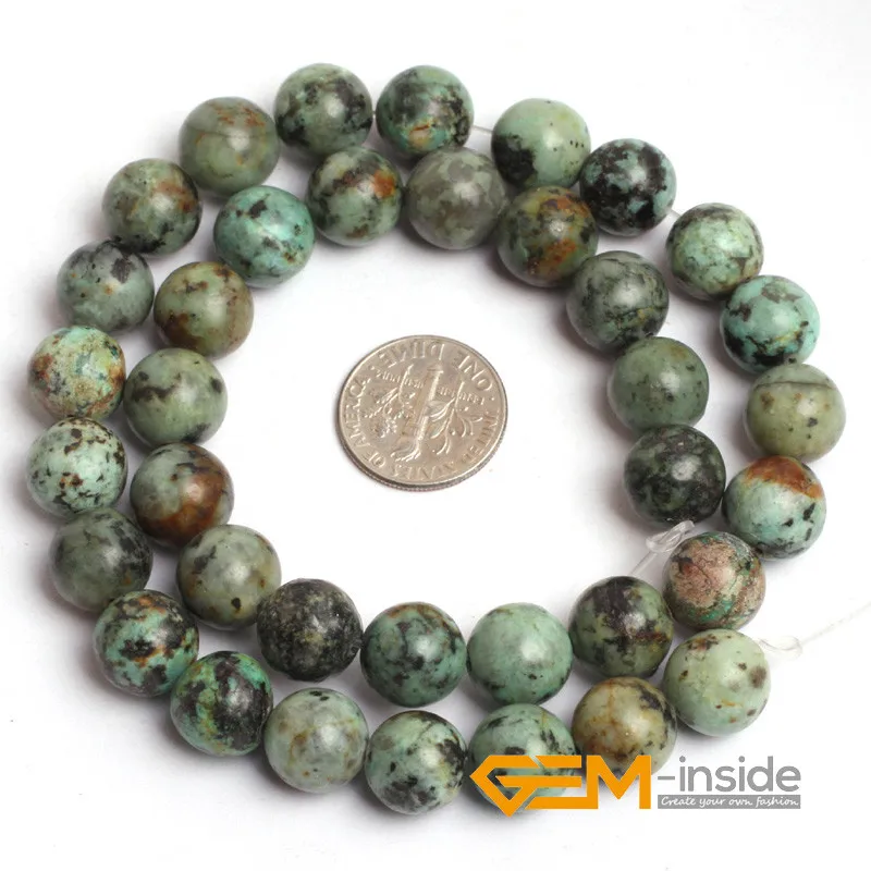 Natural Green Africa Turquoises Stone Round Beads For Jewelry Making Strand 15\