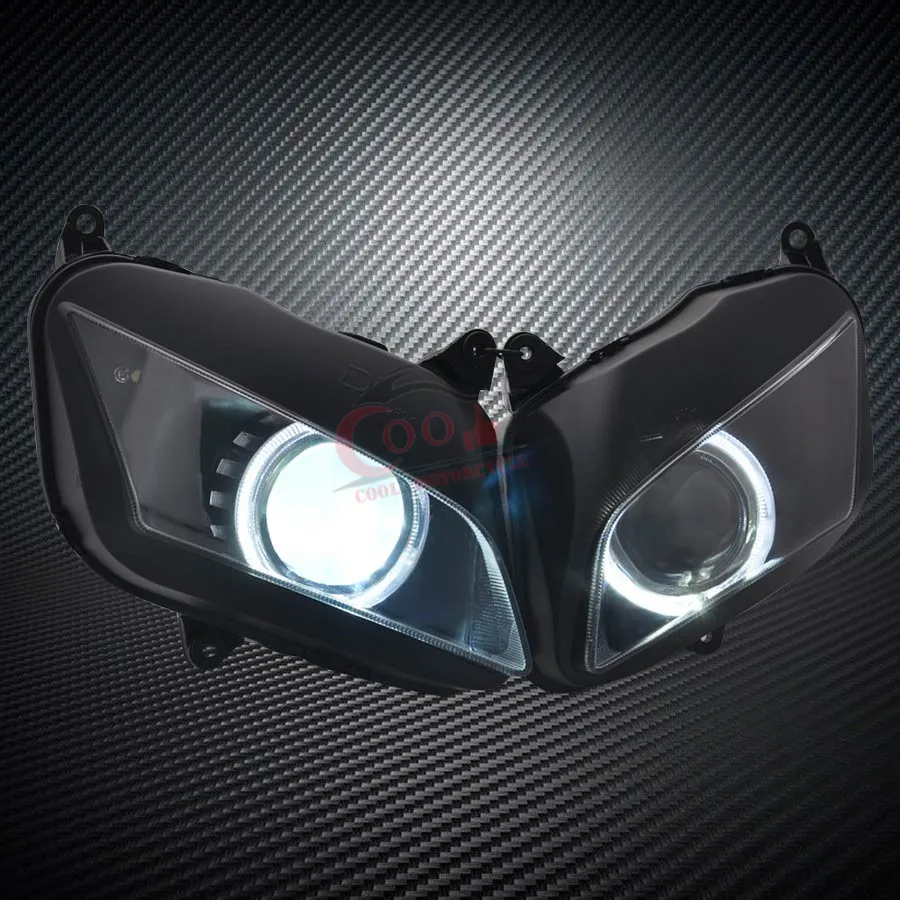 

Custom Headlight Modified Assembled HID Projector Conversion headlight White Angel Eye For Honda CBR600RR CBR600 RR 2007-2012