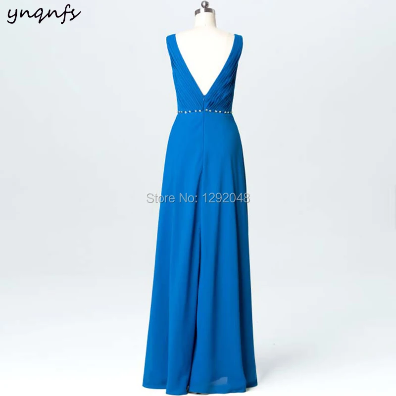 YNQNFS M37 Elegant Chiffon Dress Blue High Low Party Gown Vestido Formal Short Front Long Back Bridesmaid Dresses