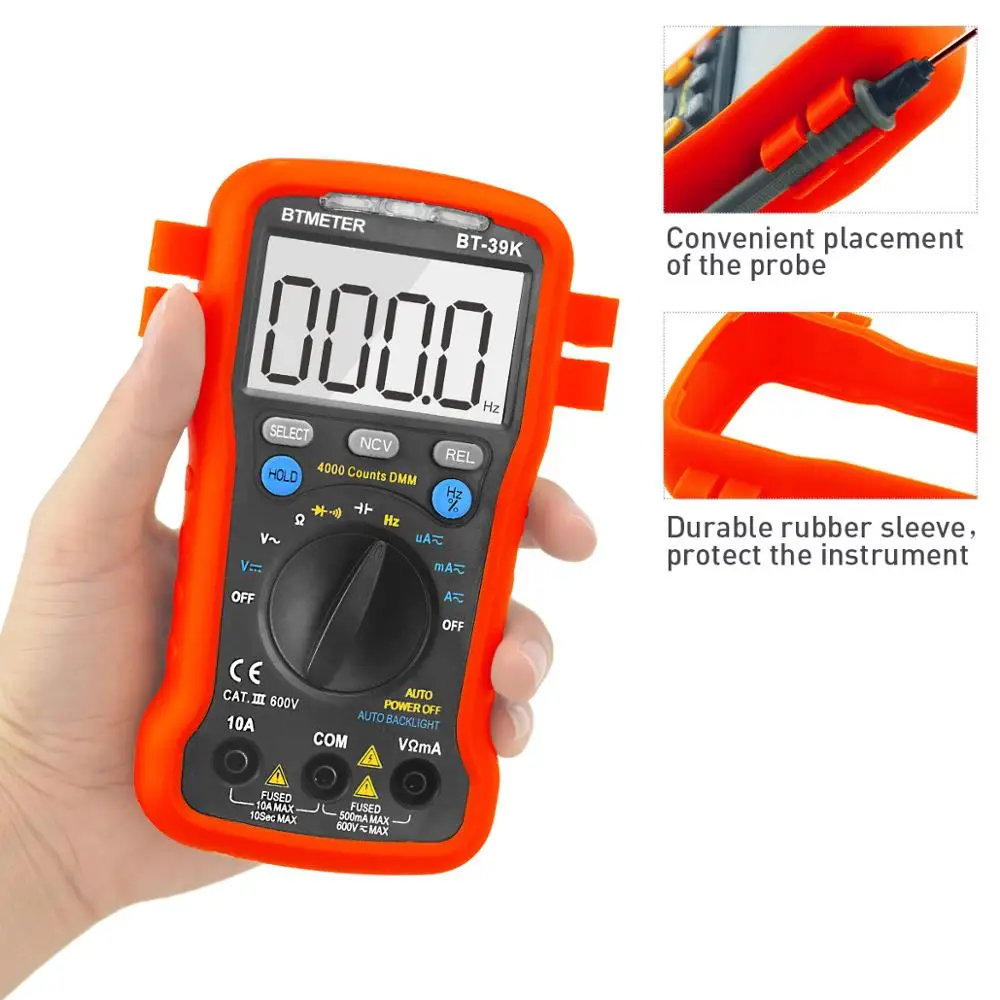 BTMETER BT-39K Multimeter Auto Range Digital Avometer Universal Meter 4000 Counts With New Substitutable Fixed Mode,NCV,DC/AC