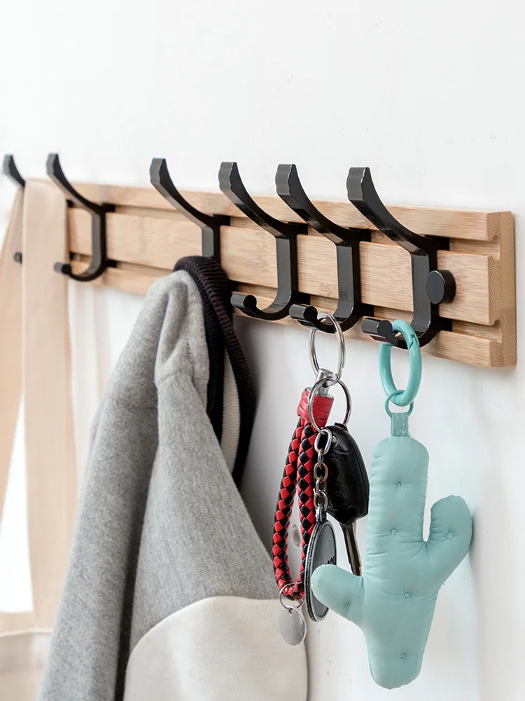 

Solid Wood Hook Home Wall Hanger Bedroom Living Room Clothing Storage Rack Coat Hook Wooden Mobile Hook Key Storage Hook