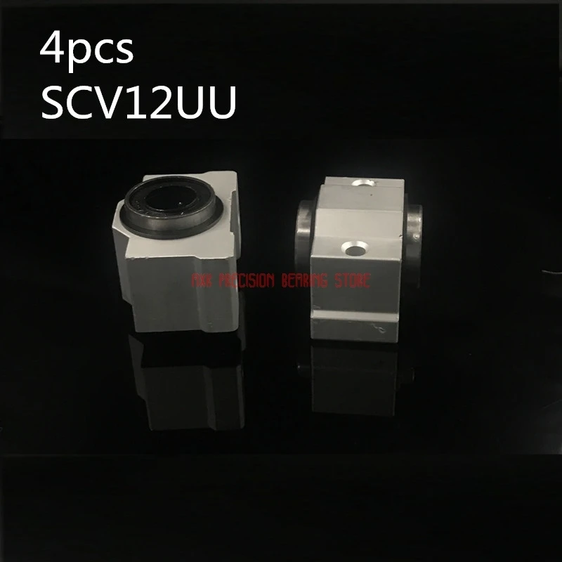 AXK Linear Rail 4pcs SCV SC Sc12vuu Sc12v Scv12uu Scv12 12mm Linear Bearing Block Diy Slide Units Cnc Router