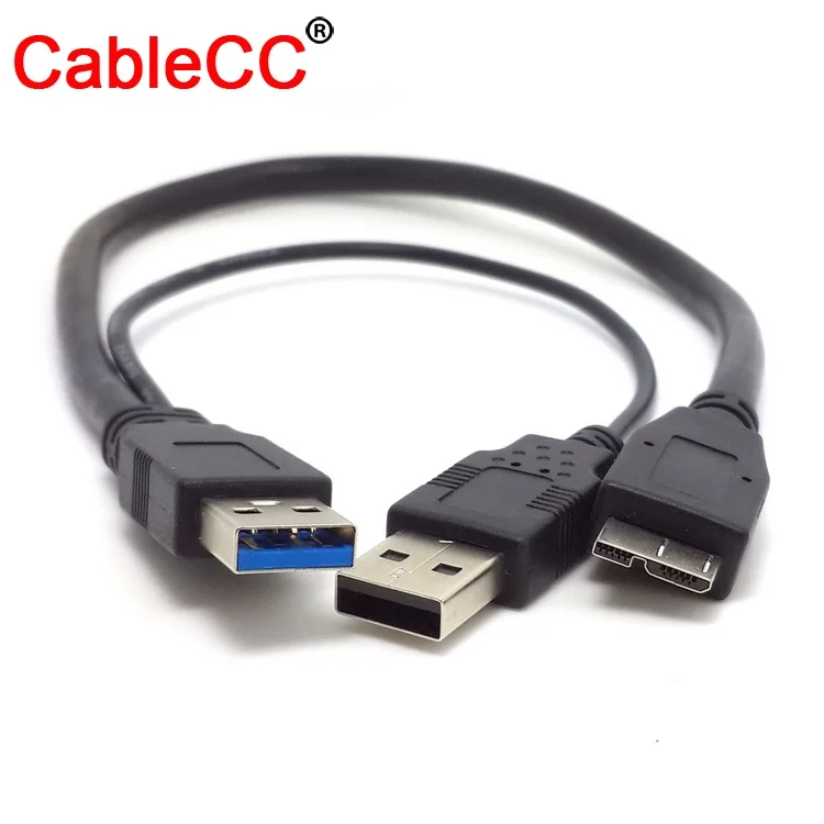 

Cablecc High Quality Two USB 3.0 A Male to Micro USB 3 Y Cable for Mobile Hard Disk Drive