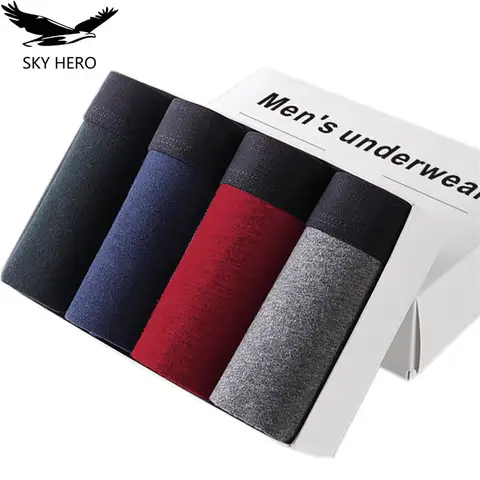 Men's Cotton Boxer Briefs 4pcs SKY HERO