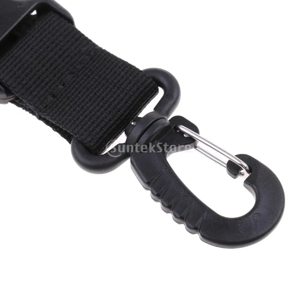 Premium Scuba Diving Snorkeling Swim Fin Keeper Holder Retainer Strap Webbing Lanyard & Quick Release Buckle, Swivel Clip