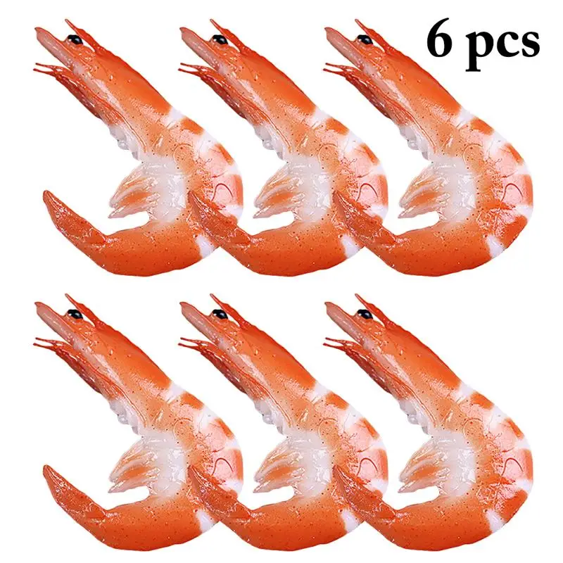 6PCS Simulation Shrimp Fake Food Model  High Imitation Shrimp Shooting Prop Photo Props PVC Shrimp Simulation Lobster Crab Model