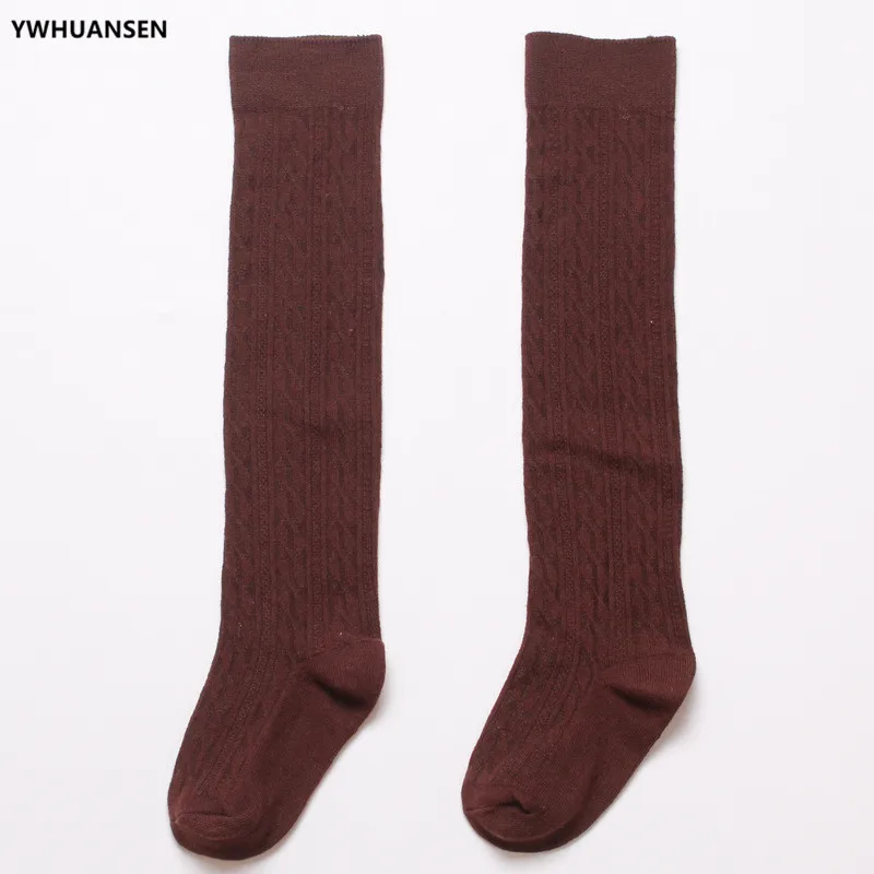 YWHUANSEN Girls\' School Uniform Knee-High Sock Cable-Knit Children\'s Long Sock Fashion Kniekousen Kinderen Solid Color Kids Sock