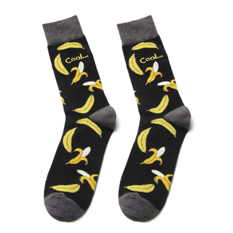 Men Socks Korea Cartoon Colorful Happy Hip Hop Skate Harajuku Funny Street Style Fashion Dress Cotton Sock Yellow Green