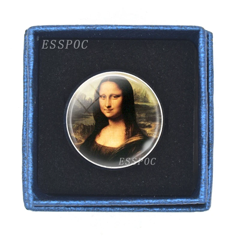 الموناليزا عصر النهضة خواتم الرجعية الرجال الزجاج كابوشون صورة فنية حلقة الموناليزا المجوهرات #3