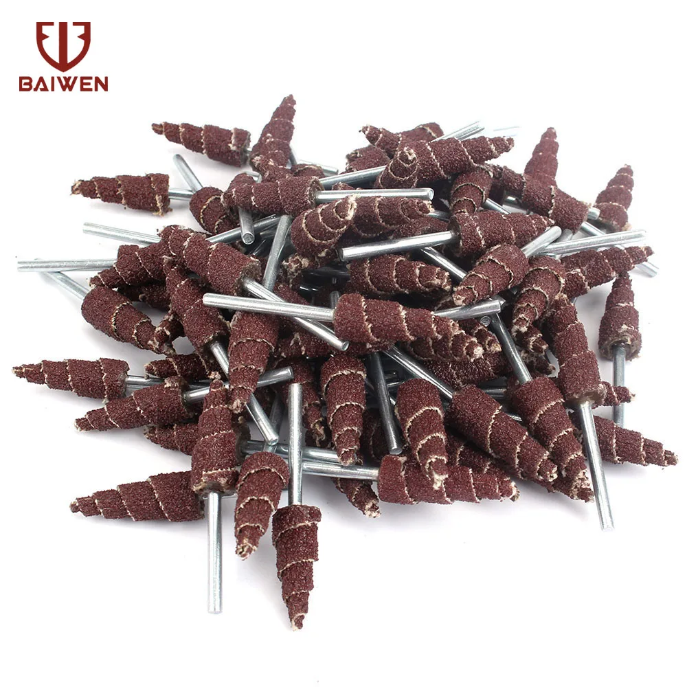 10/20/50Pcs 10mm Grinding Head Sandpaper Flap Cone Dremel Accessorie Rotary Tool 80-320 Grit