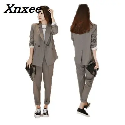 

Women suits loose blazer coat + pant suits formal women two pieces set casual office ladies work wear business suit Xnxee
