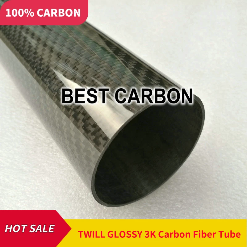 

Free shiping OD30,32,34,35,36,38,40,42,44,50,60 with 500mm length High Quality Twill glossy 3K Carbon Fiber Fabric Wound Tube