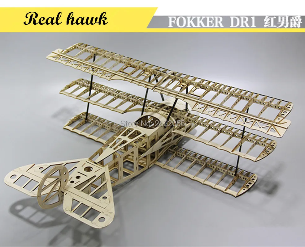 Kit d'avion en bois Balsa découpé au laser RC, cadre FOKKER DR1, envergure 770mm, modèle bricolage, kit de construction
