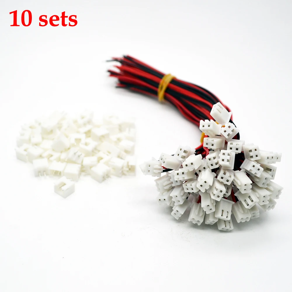 10 Sets/Lot 26AWG JST XH2.54 2 Pin Connector Plug Wire Cable 10/15/20/30mm Length Male Female Plug Socket