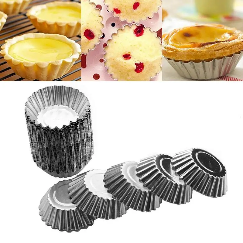 5/10/20pcs Egg Tart Molds Stainless Steel Cupcake Mold Thickened Reusable Cake Cookie Mold Tin Baking Tool Baking Cups