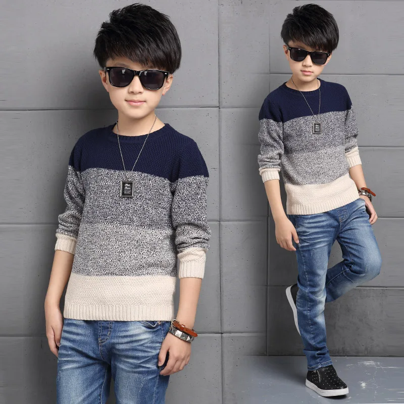 2023 Fall New Arrival Fashion Gradual Color Boys Casual Knitted Sweaters Children's Clothes Pullovers Kids Leisure Knitwear X331