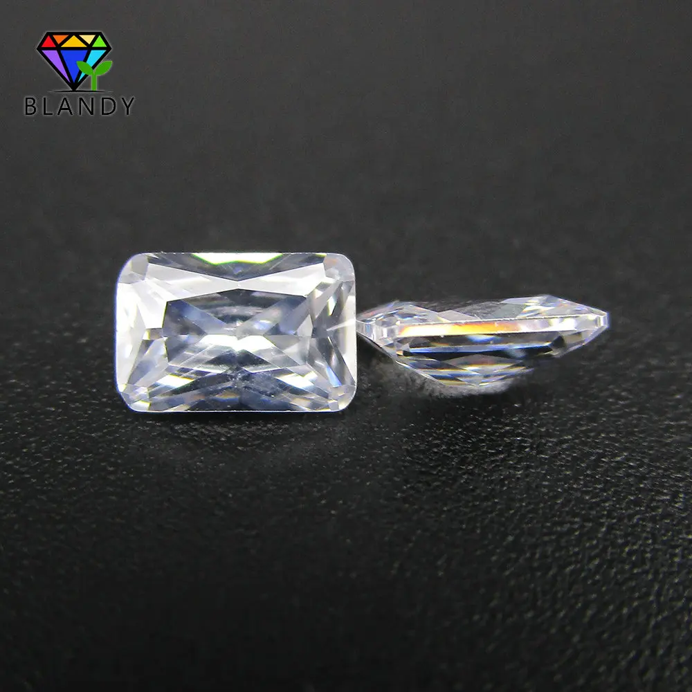 White Cubic Zirconia 5A Quality 4x6mm~13x18mm Octangle Shape Machine Cut Loose CZ Stone Synthetic Jewelry Gems