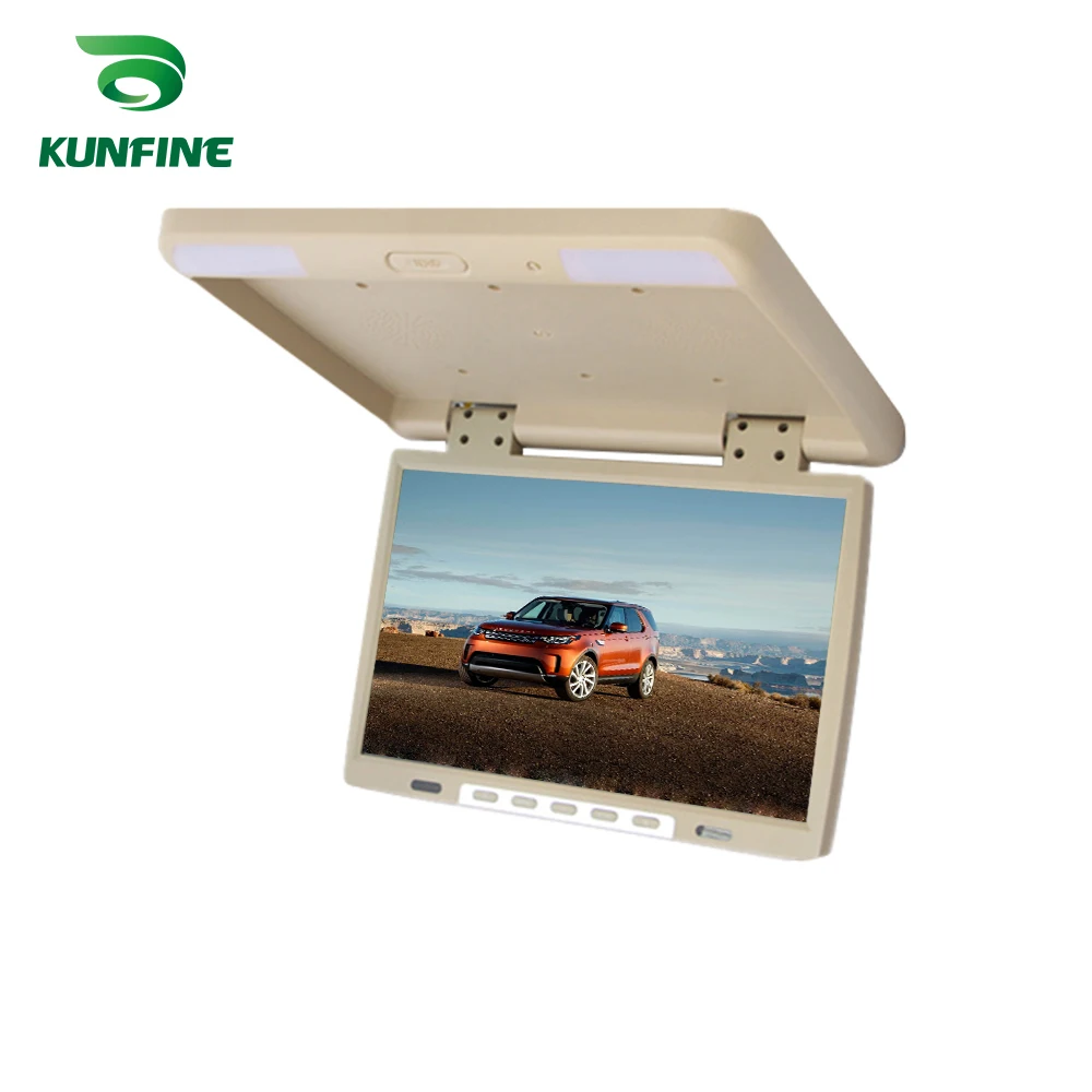 15.4\'\' MP5 Car Roof Monitor LCD Flip Down Screen Overhead Multimedia Video Ceiling Roof mount Display  IR/FM Transmitter USB